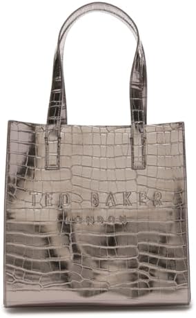 Ted Baker Reptcon Croc Detail Small Icon Bag in Gunmetal
